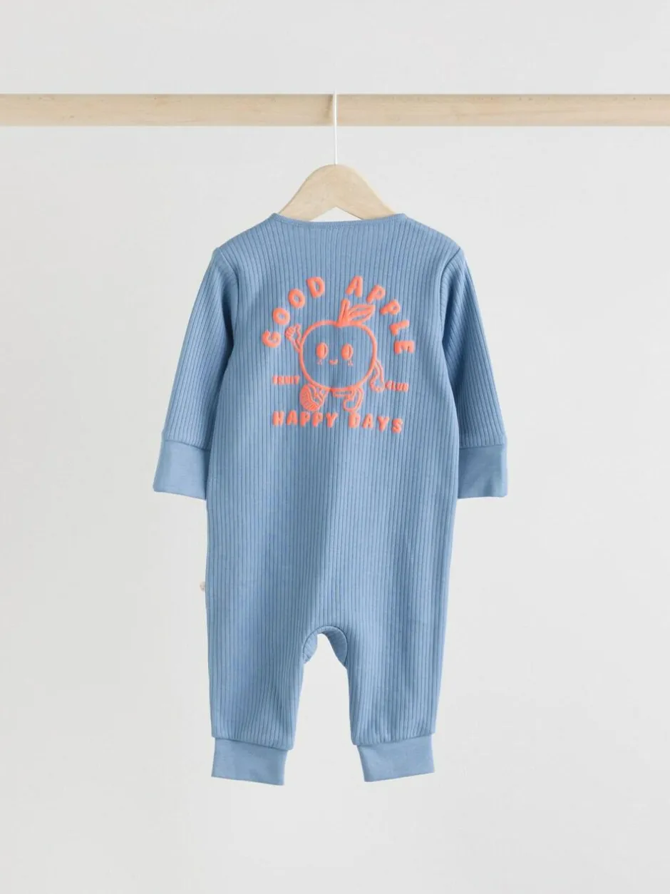 Next Blue 3 pack Baby Two Way Zip Footless Cotton Sleepsuits (0mths-3yrs) Best