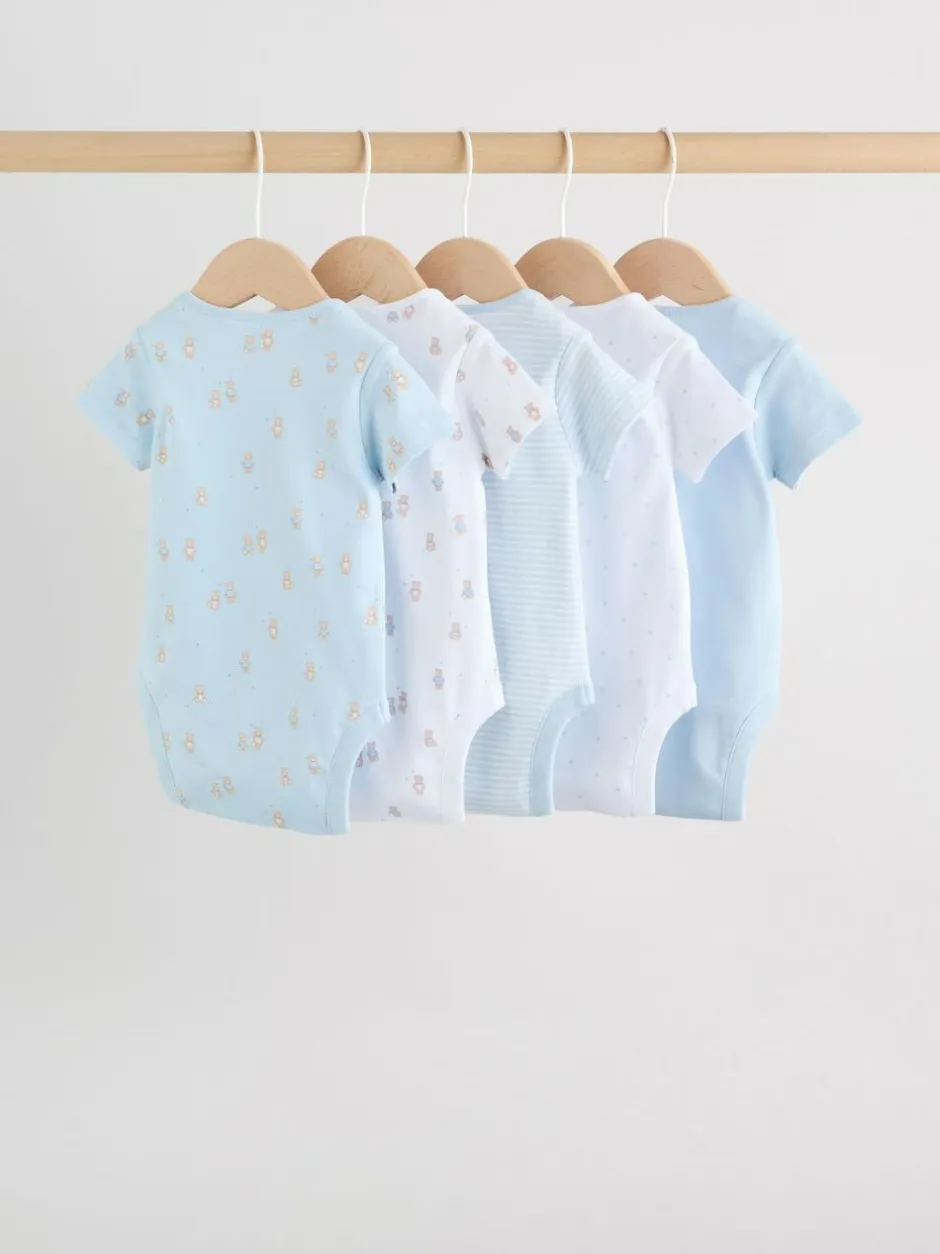 Next Blue 5 Pack Short Sleeve Baby Bear Bodysuit