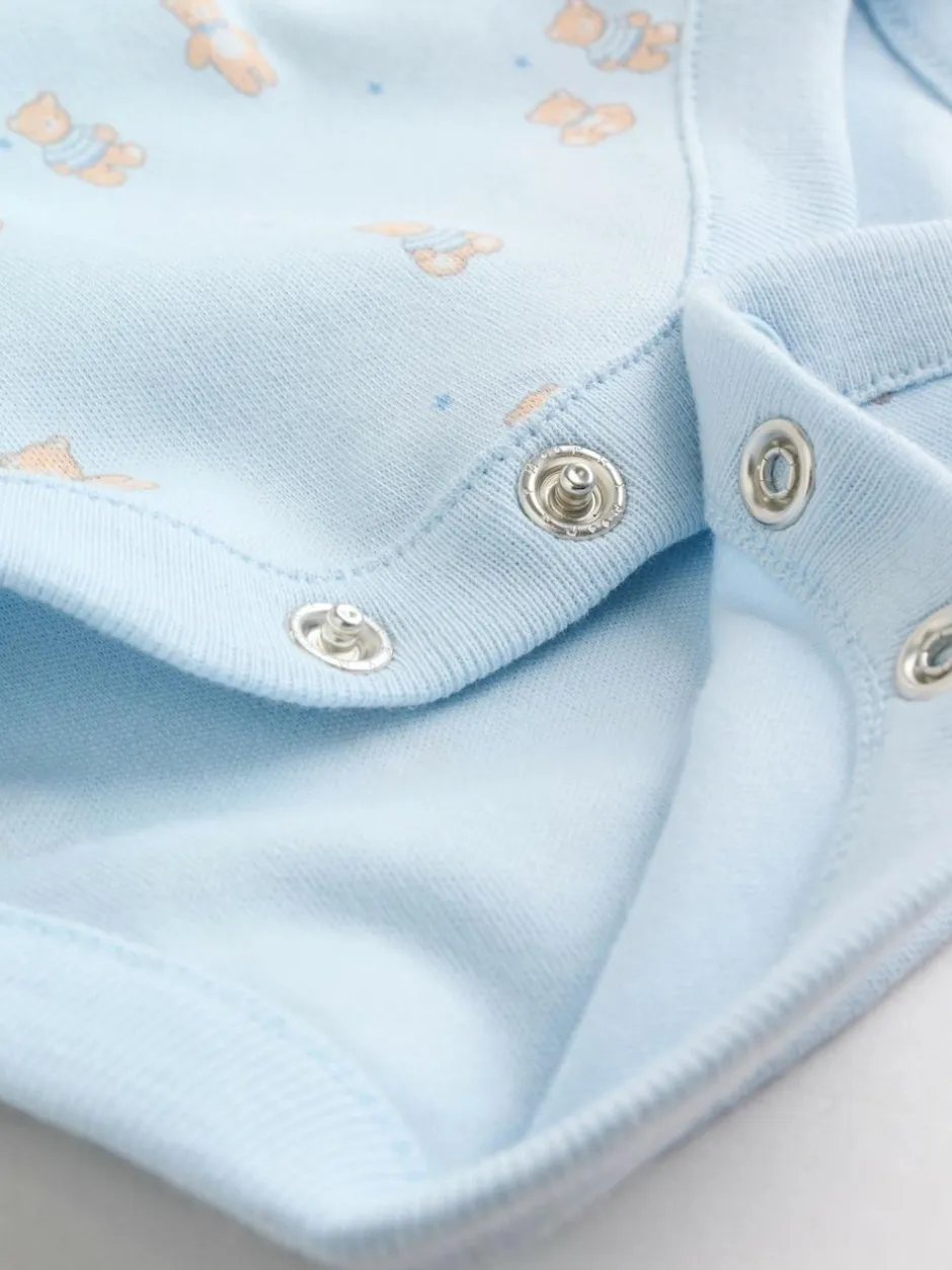 Next Blue 5 Pack Short Sleeve Baby Bear Bodysuit