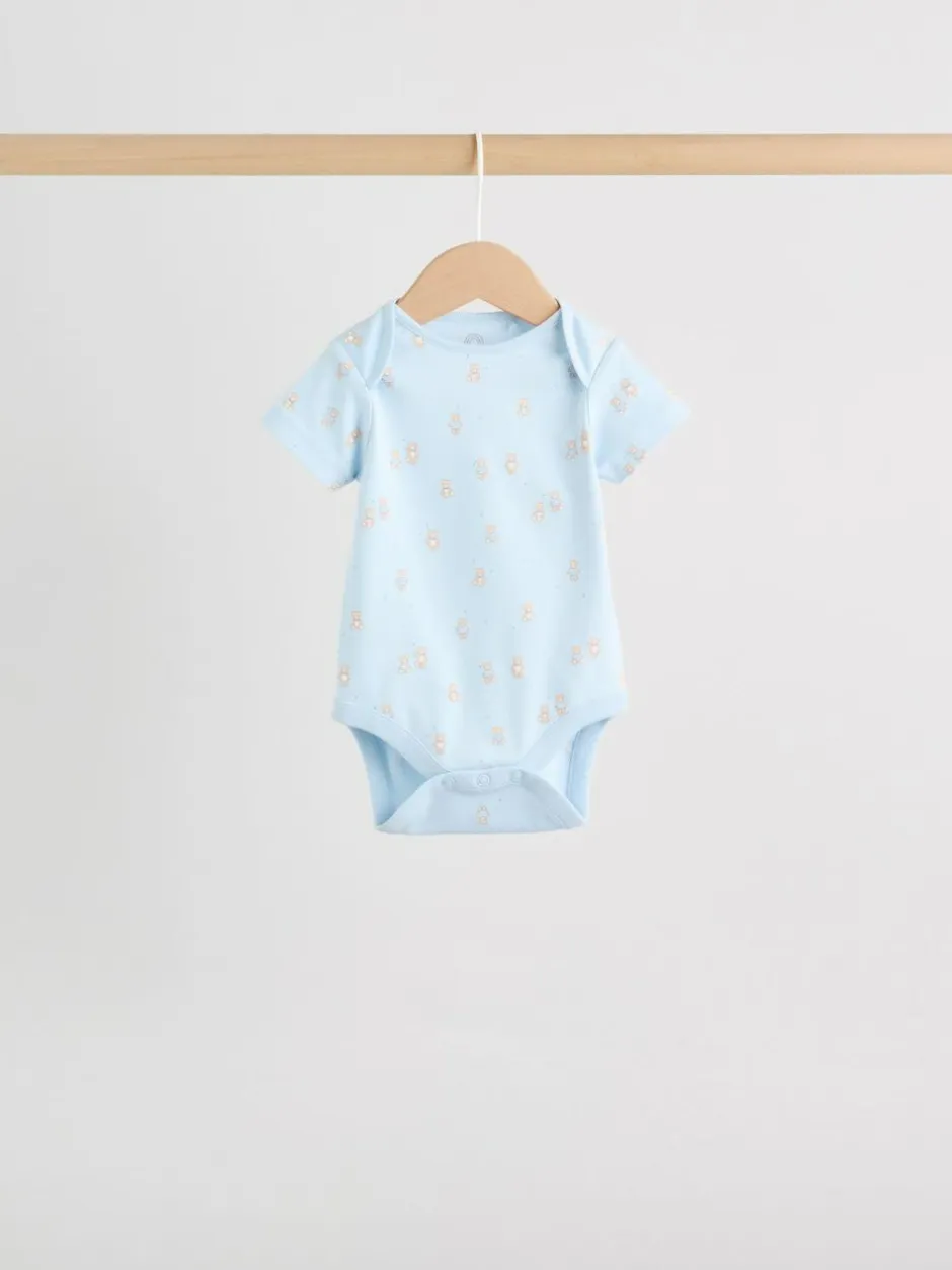 Next Blue 5 Pack Short Sleeve Baby Bear Bodysuit