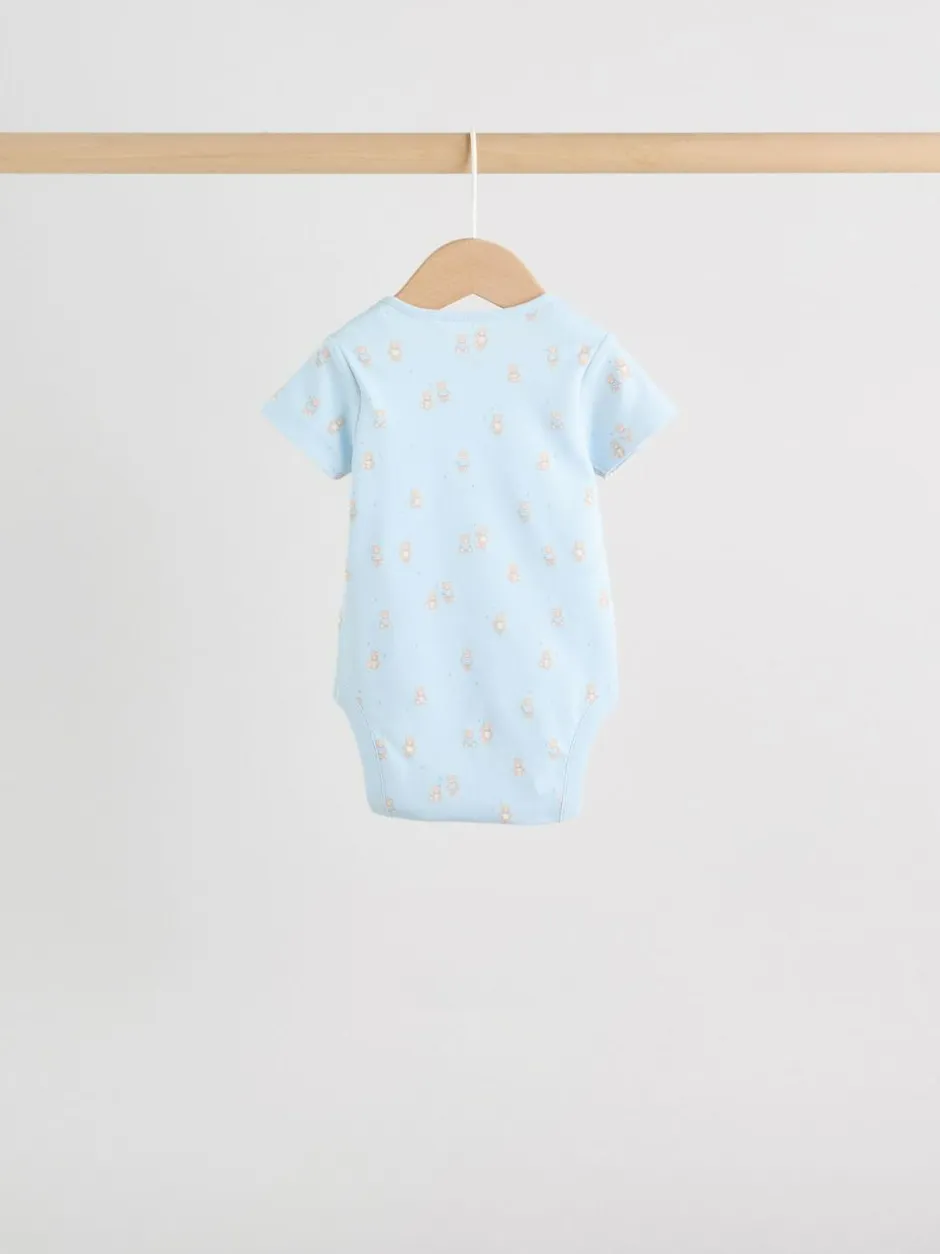 Next Blue 5 Pack Short Sleeve Baby Bear Bodysuit
