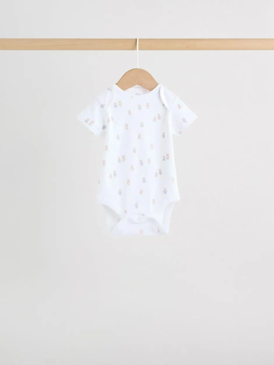 Next Blue 5 Pack Short Sleeve Baby Bear Bodysuit