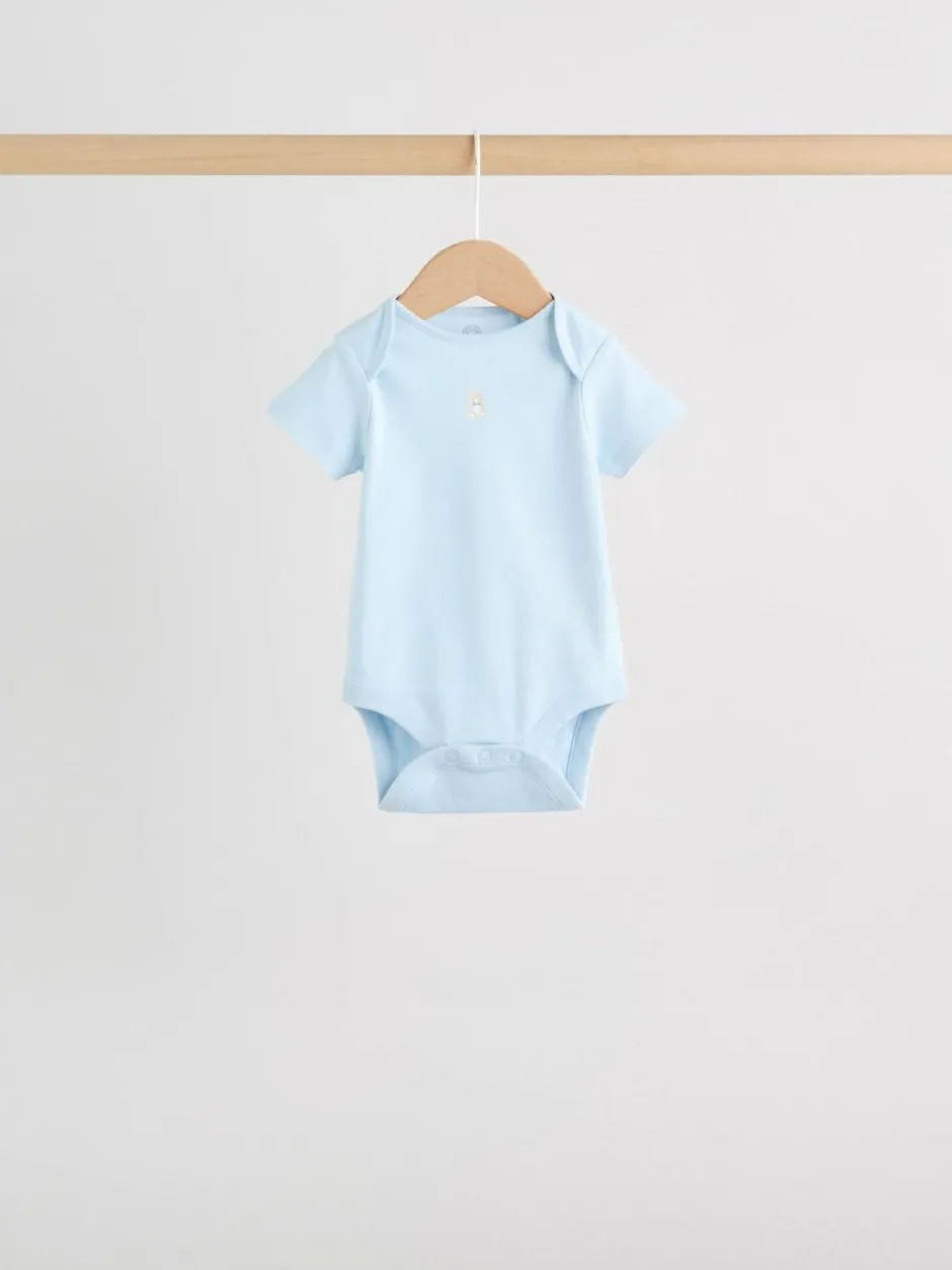 Next Blue 5 Pack Short Sleeve Baby Bear Bodysuit