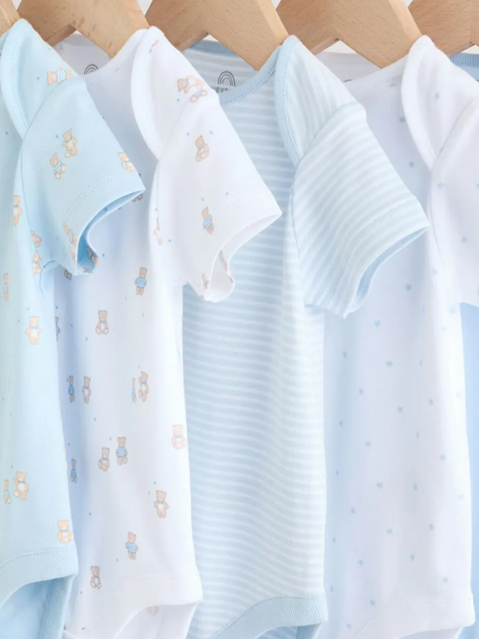 Next Blue 5 Pack Short Sleeve Baby Bear Bodysuit