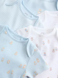 Next Blue 5 Pack Short Sleeve Baby Bear Bodysuit