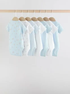 Next Blue 7 Pack Short Sleeve Baby Bear Bodysuit Clearance