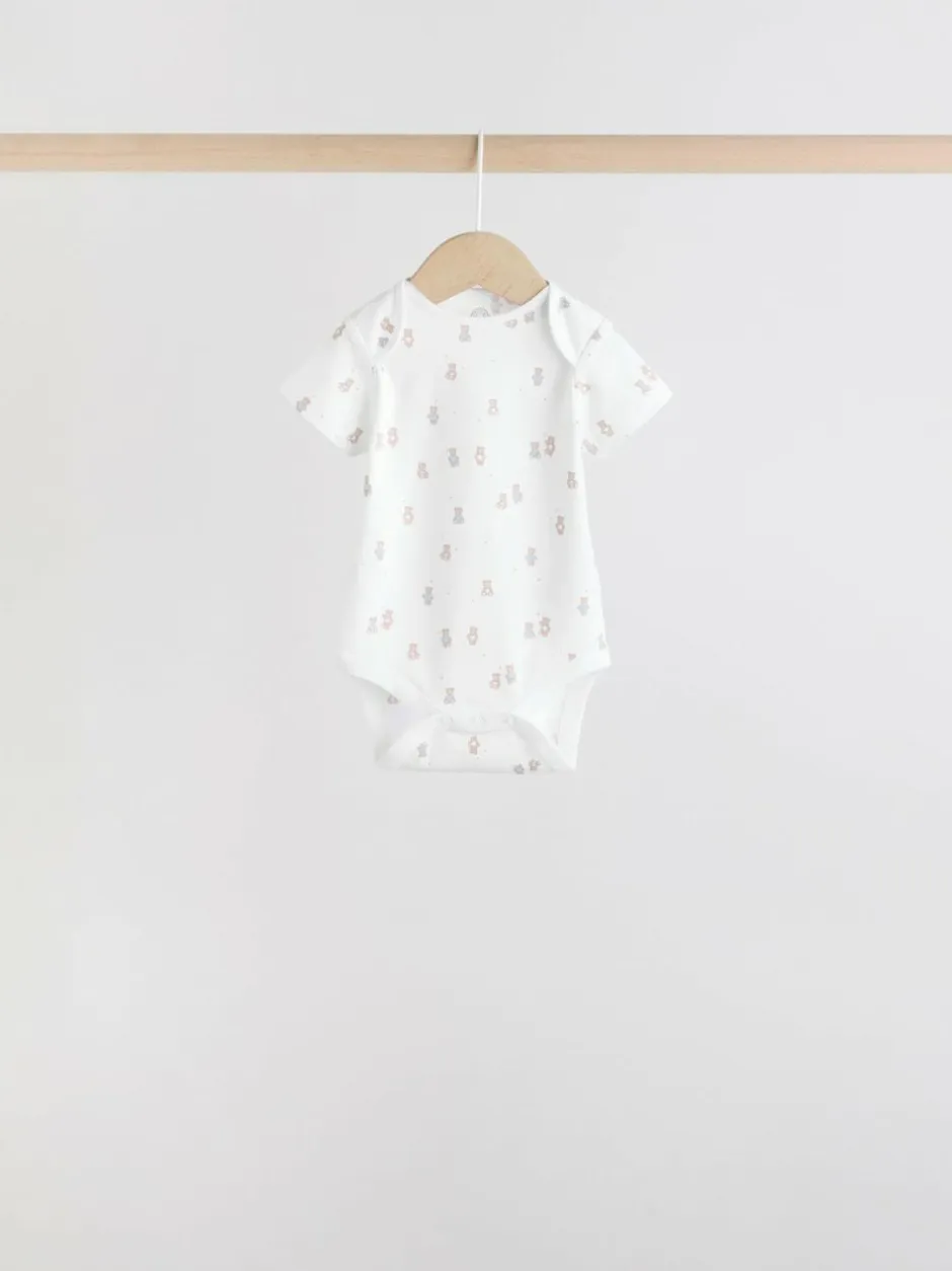 Next Blue 7 Pack Short Sleeve Baby Bear Bodysuit Clearance