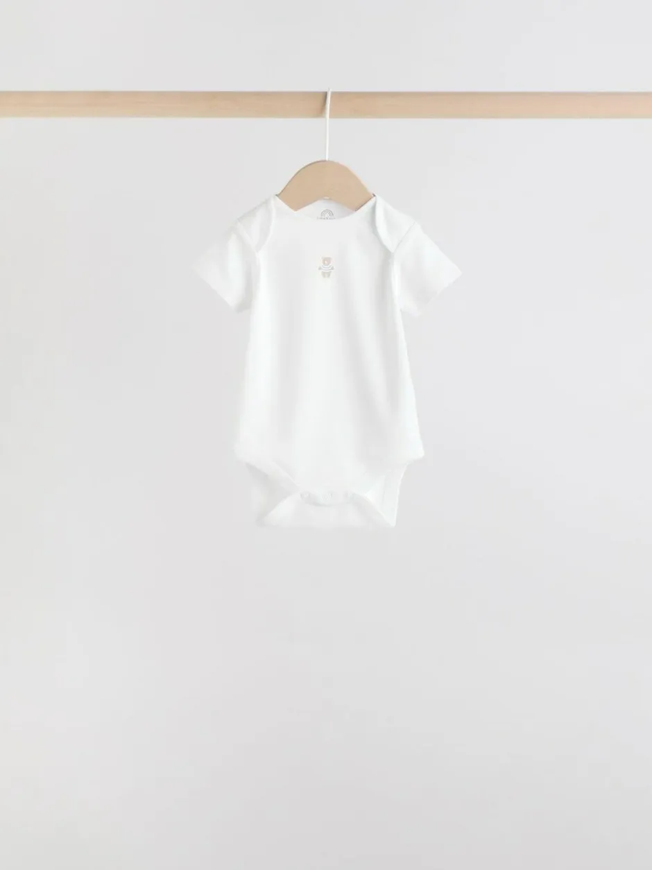 Next Blue 7 Pack Short Sleeve Baby Bear Bodysuit Clearance