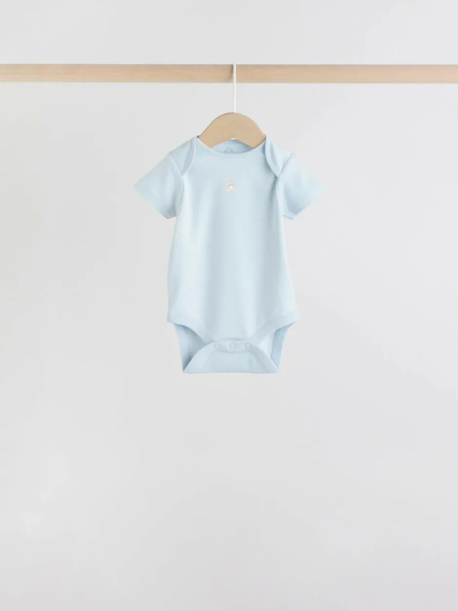 Next Blue 7 Pack Short Sleeve Baby Bear Bodysuit Clearance