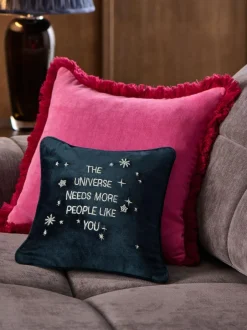 Next Blue 30 X 30cm Embroidered Universe Slogan Cushion Clearance