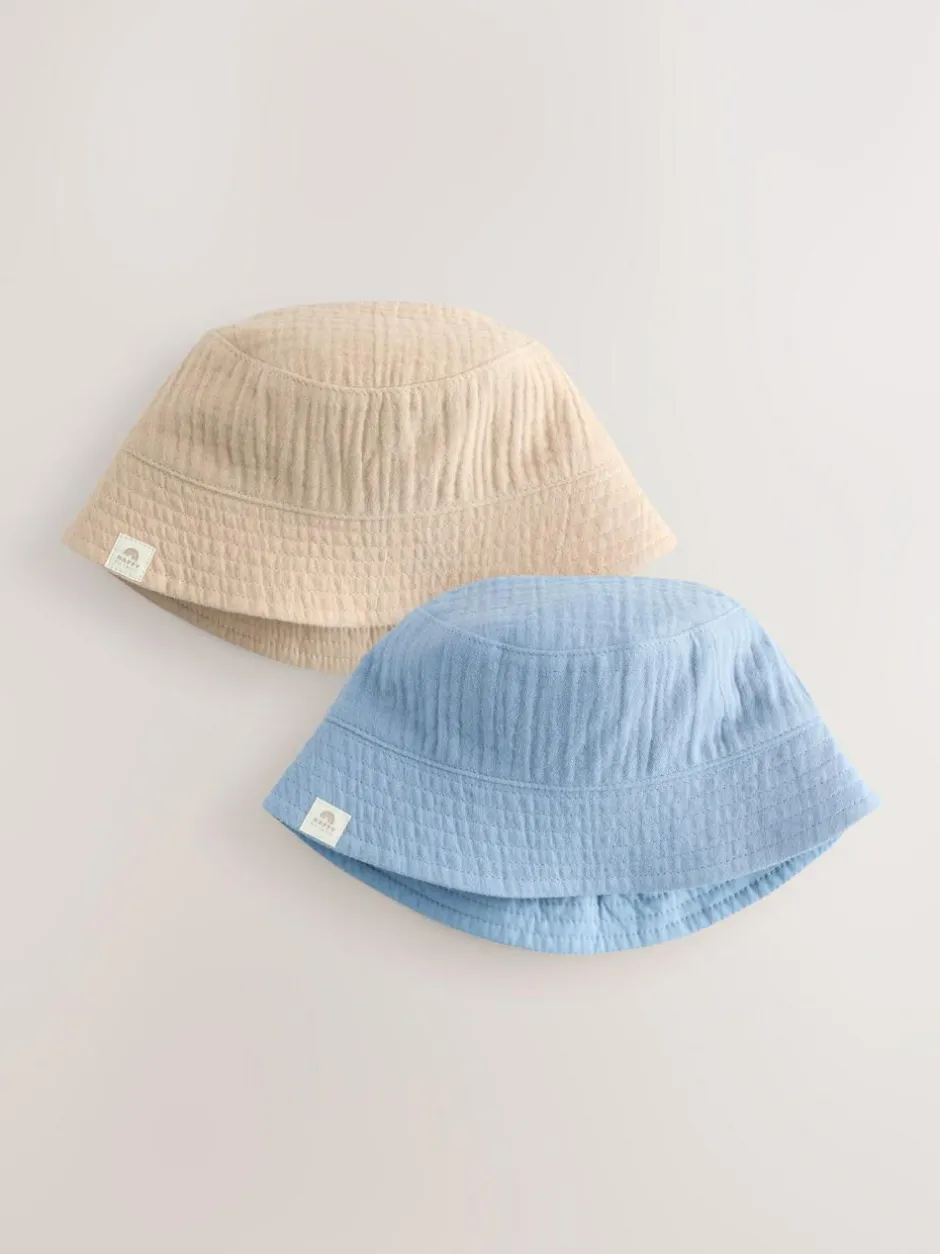 Next Baby Bucket Hats 2 Pack (0mths-2yrs) Blue and Beige Sale