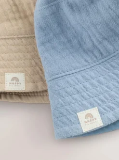 Next Baby Bucket Hats 2 Pack (0mths-2yrs) Blue and Beige Sale