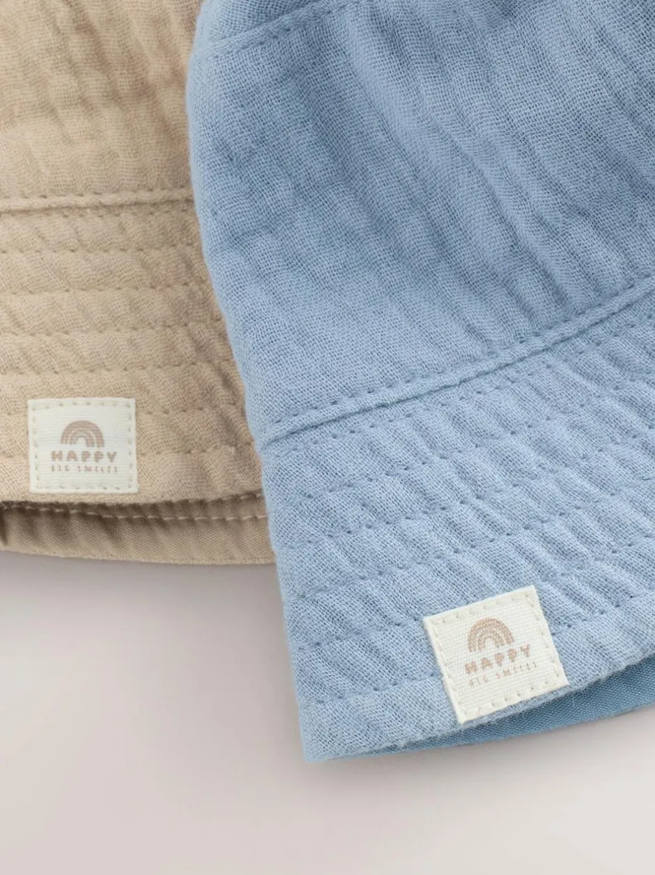 Next Baby Bucket Hats 2 Pack (0mths-2yrs) Blue and Beige Sale