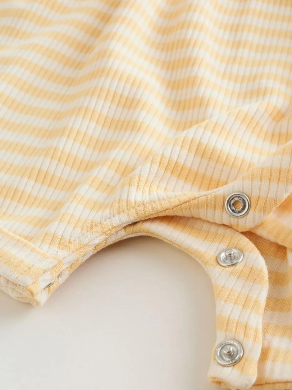 Next Blue and Lemon Printed Button T Shirt Jersey 3 Pack Baby Rompers Sale