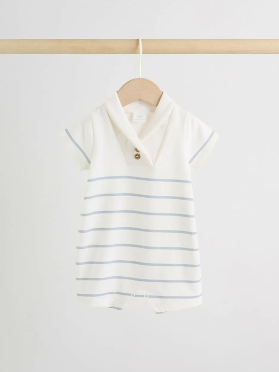 Next Baby Jersey Rompers 2 Pack Blue and White Striped Clearance