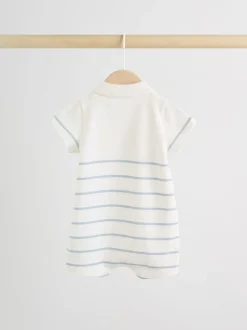 Next Baby Jersey Rompers 2 Pack Blue and White Striped Clearance