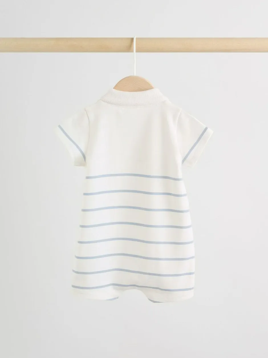 Next Baby Jersey Rompers 2 Pack Blue and White Striped Clearance