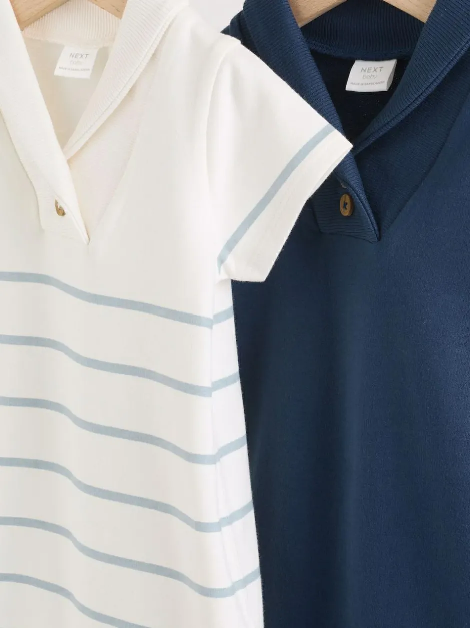 Next Baby Jersey Rompers 2 Pack Blue and White Striped Clearance