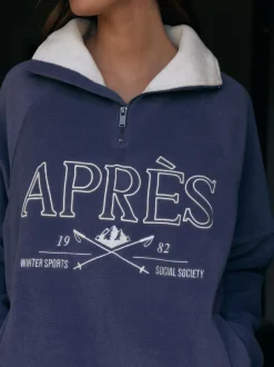 Next Half Zip Fleece Jumper Blue Apres Hot