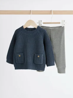Next Baby Knitted Jumper and Leggings Set (0mths-2yrs) Blue New