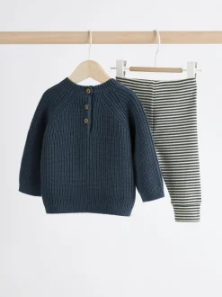 Next Baby Knitted Jumper and Leggings Set (0mths-2yrs) Blue New