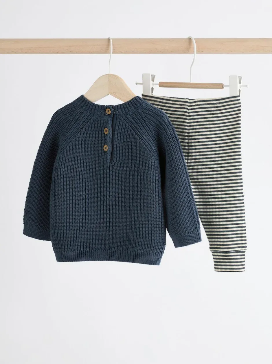 Next Baby Knitted Jumper and Leggings Set (0mths-2yrs) Blue New
