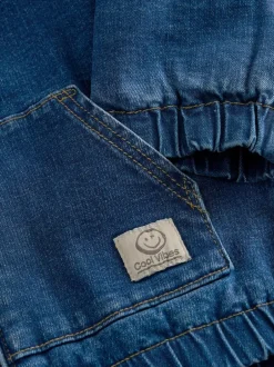 Next Blue Borg Lined Hooded Zip Through Denim Shacket (3mths-7yrs) Clearance