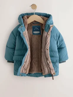 Next Borg Lined Padded Shower Resistant Coat (3mths-7yrs) Blue Online