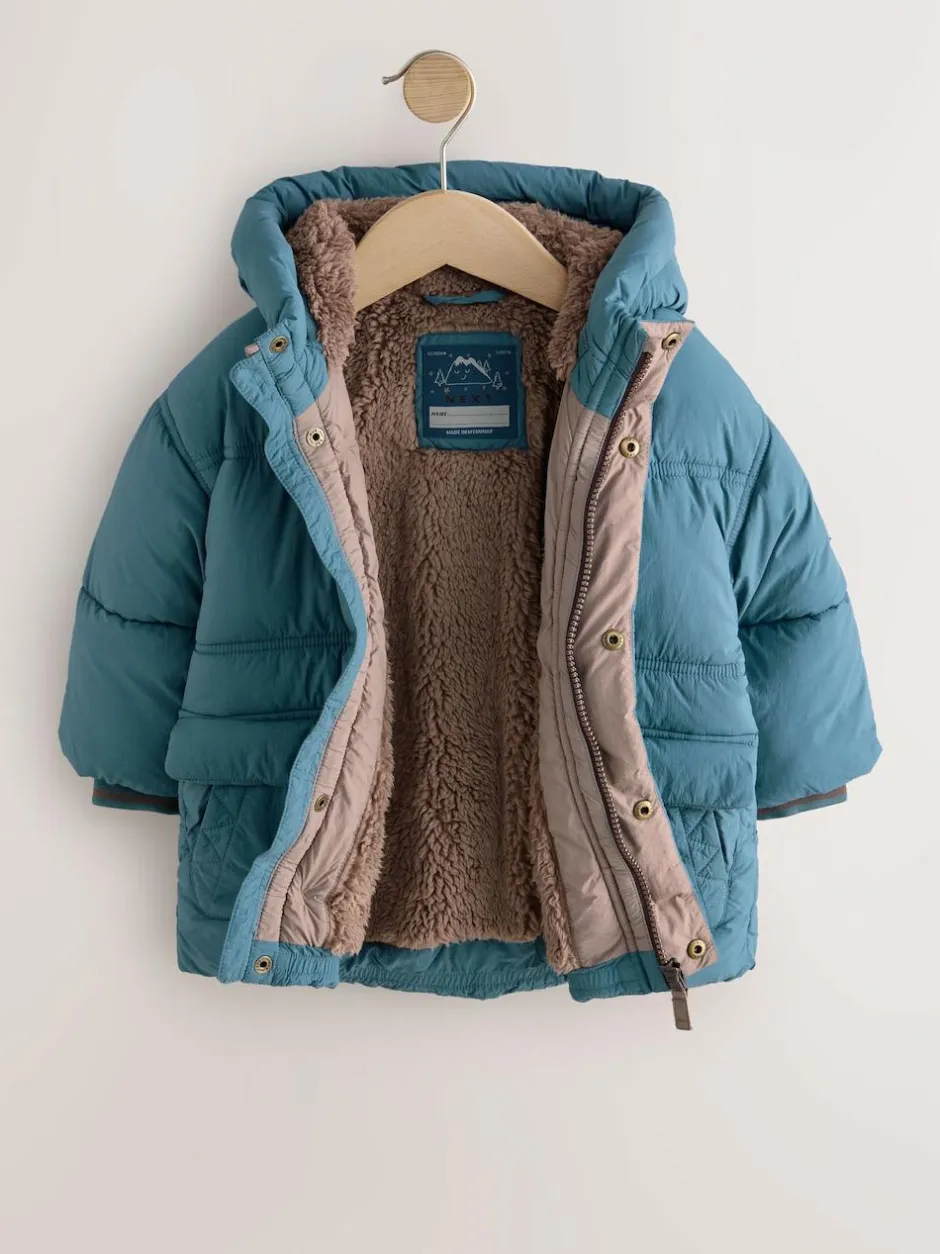 Next Borg Lined Padded Shower Resistant Coat (3mths-7yrs) Blue Online