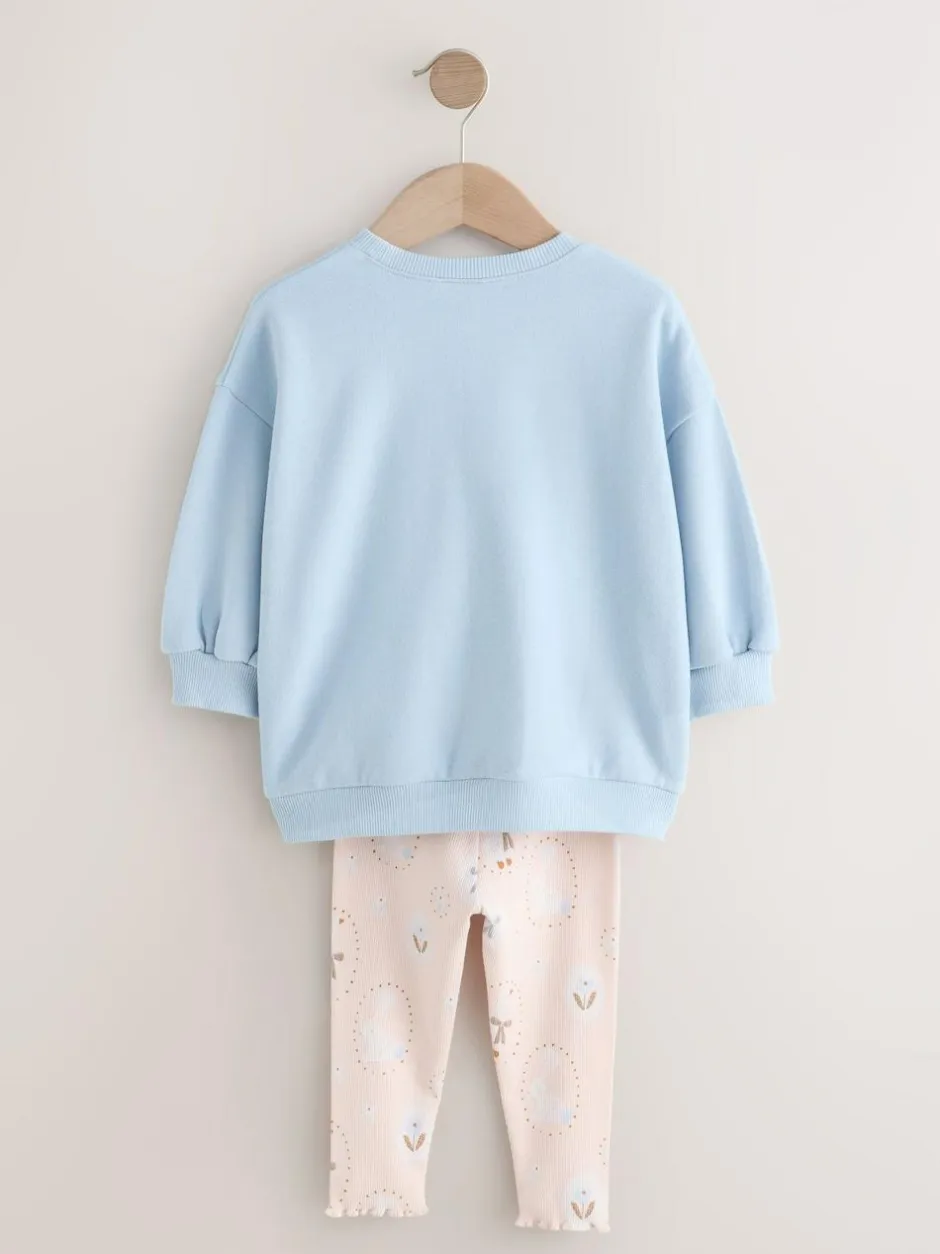 Next Sweatshirt & Leggings Set (3mths-7yrs) Blue Bow Duck Hot