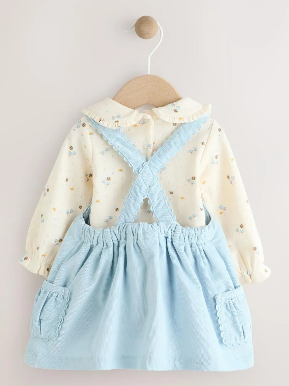 Next Blue Character Baby Cord Pinafore Long Sleeve Bodysuit & Tights Set (0mths-2yrs) Sale