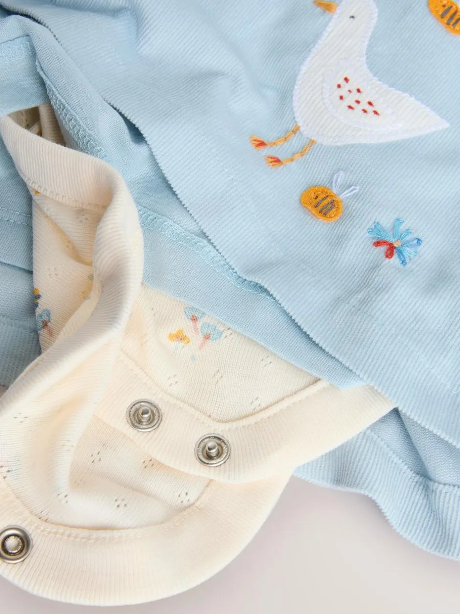 Next Blue Character Baby Cord Pinafore Long Sleeve Bodysuit & Tights Set (0mths-2yrs) Sale