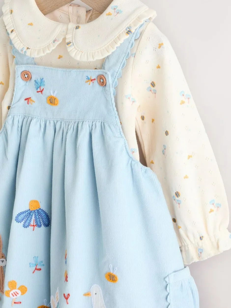 Next Blue Character Baby Cord Pinafore Long Sleeve Bodysuit & Tights Set (0mths-2yrs) Sale