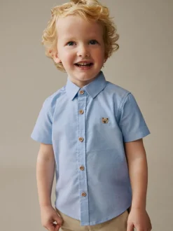 Next Short Sleeve Long Sleeve Oxford Shirt (3mths-7yrs) Blue Character Discount