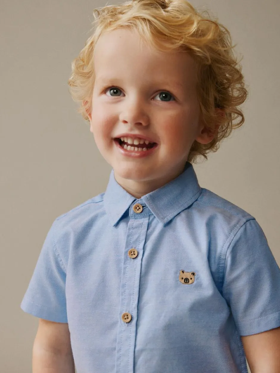 Next Short Sleeve Long Sleeve Oxford Shirt (3mths-7yrs) Blue Character Discount