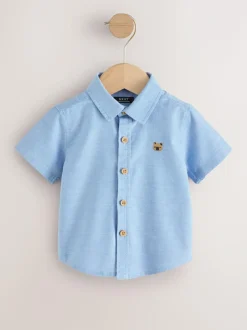 Next Short Sleeve Long Sleeve Oxford Shirt (3mths-7yrs) Blue Character Discount