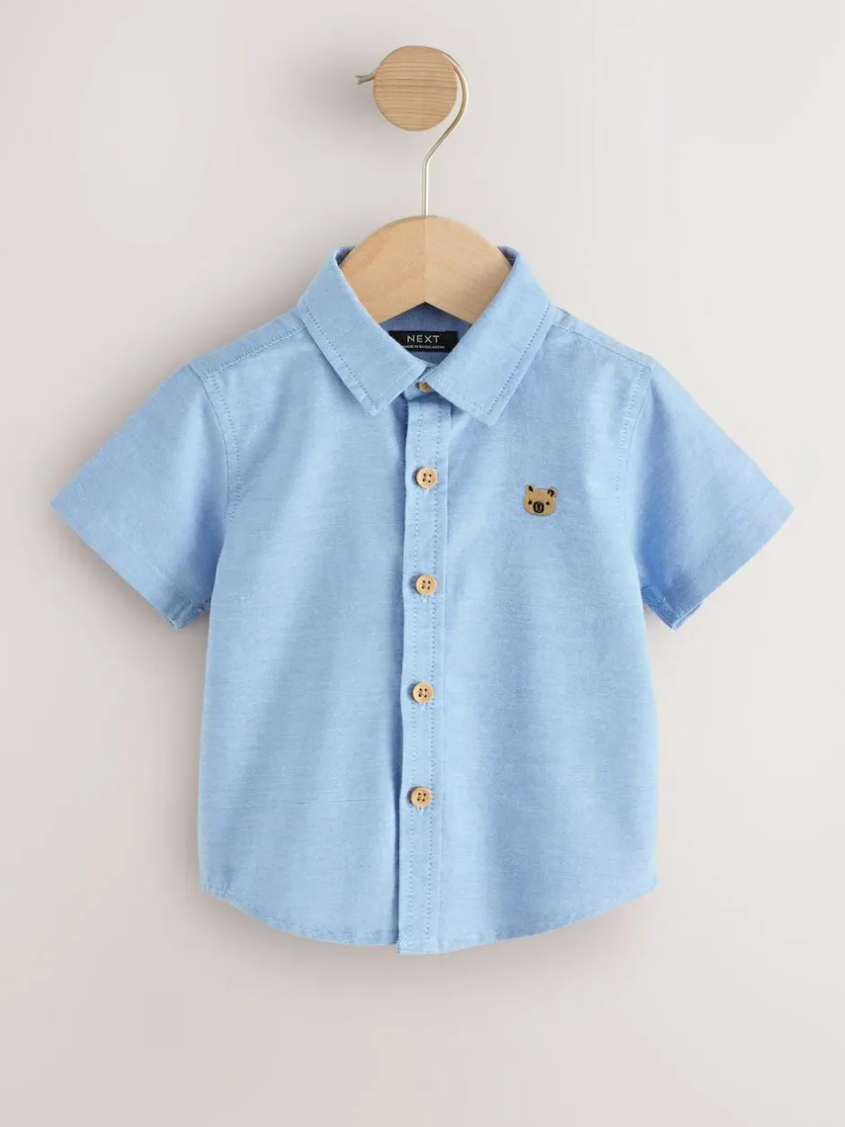 Next Short Sleeve Long Sleeve Oxford Shirt (3mths-7yrs) Blue Character Discount