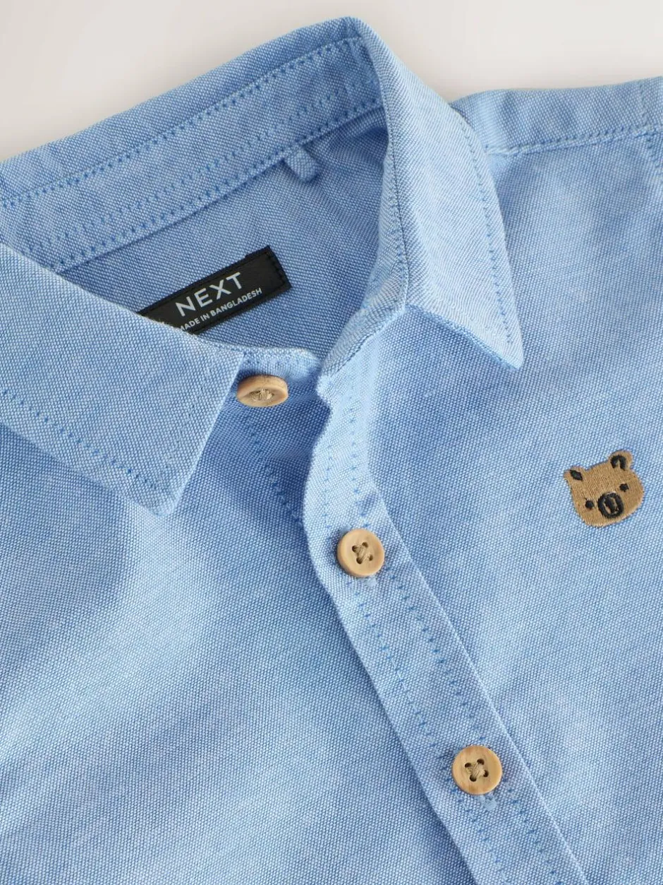 Next Short Sleeve Long Sleeve Oxford Shirt (3mths-7yrs) Blue Character Discount