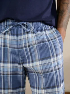 Next Blue Check Short Sleeve Pyjamas Set Clearance
