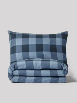 Next Duvet Cover and Pillowcase Set Blue Check Super Soft Brushed Cotton