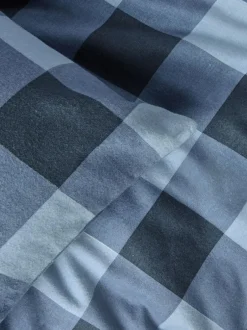 Next Duvet Cover and Pillowcase Set Blue Check Super Soft Brushed Cotton