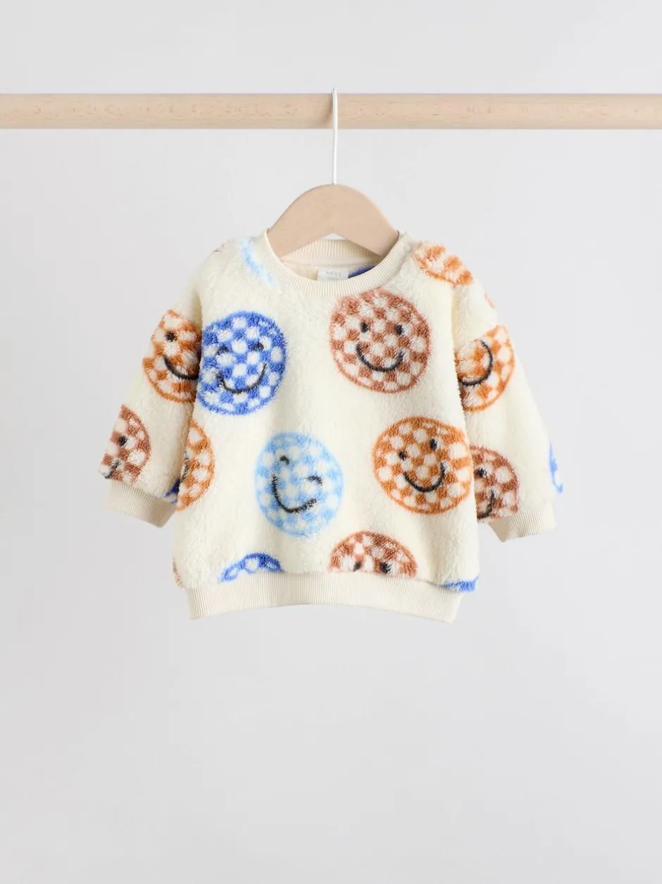 Next Baby Fleece Top and Joggers Set (0mths-2yrs) Blue Checkerboard Faces Hot