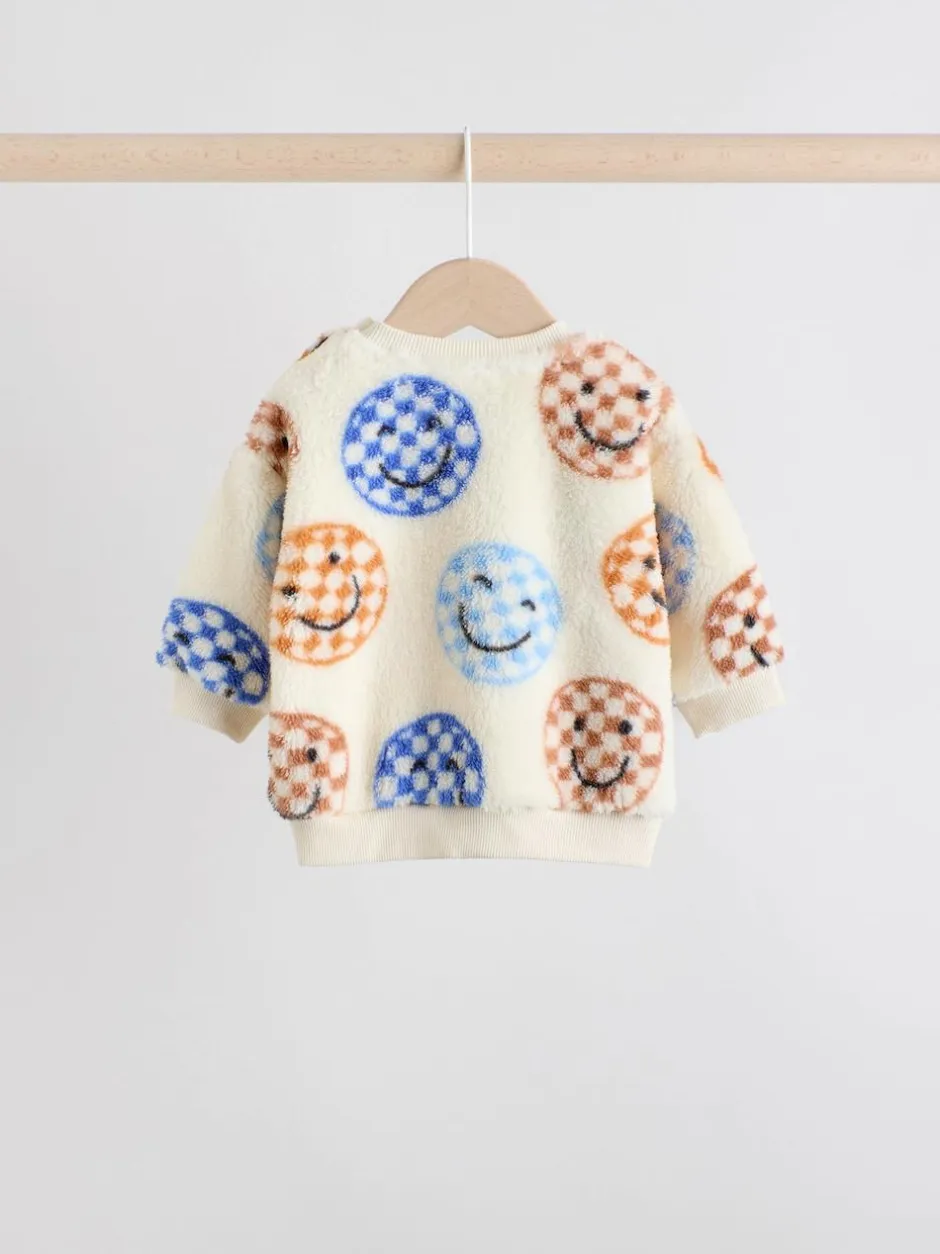 Next Baby Fleece Top and Joggers Set (0mths-2yrs) Blue Checkerboard Faces Hot