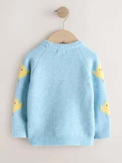 Next Knitted Crew Neck Jumper (3mths-7yrs) Blue Chick Outlet