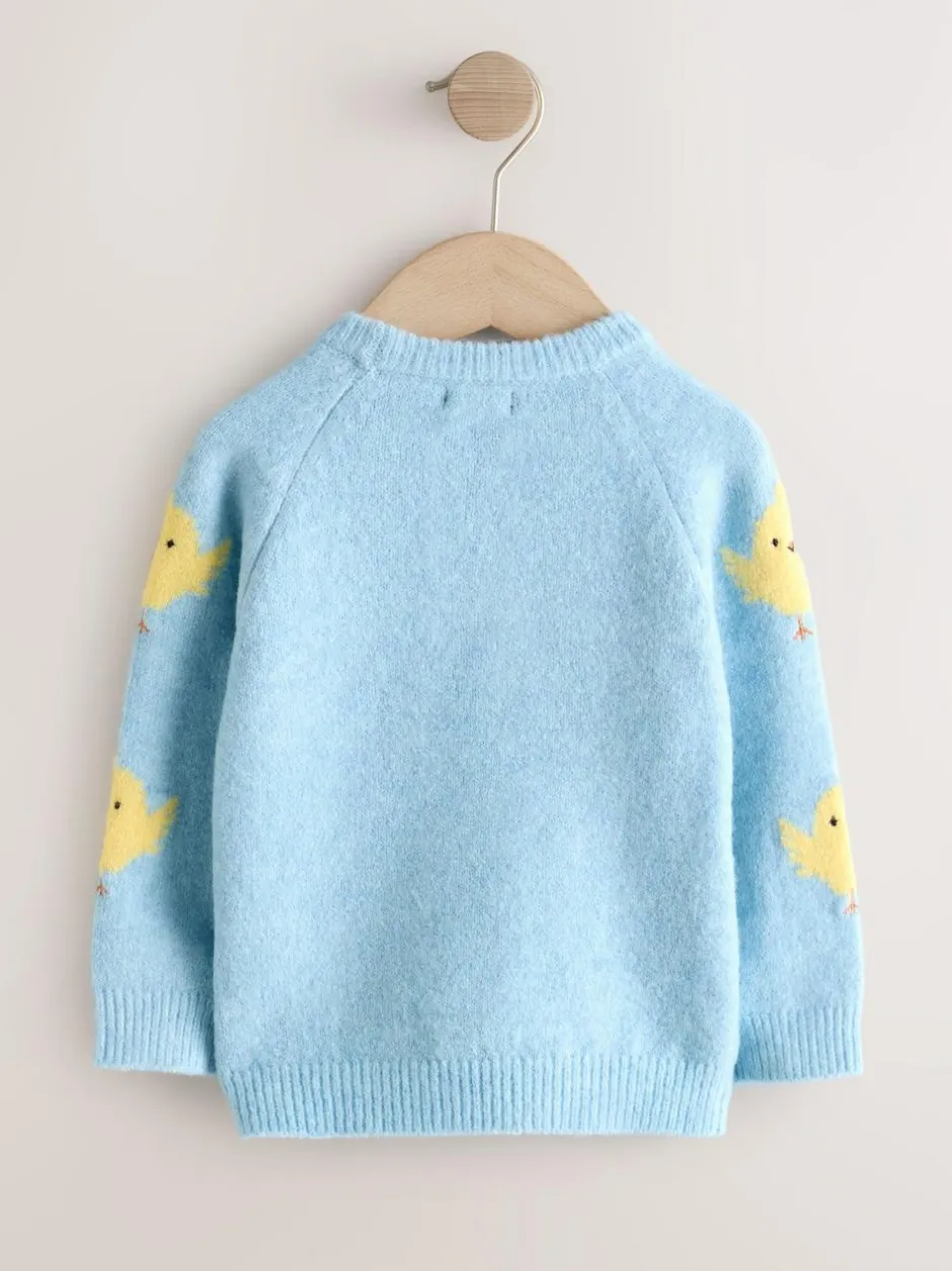Next Knitted Crew Neck Jumper (3mths-7yrs) Blue Chick Outlet