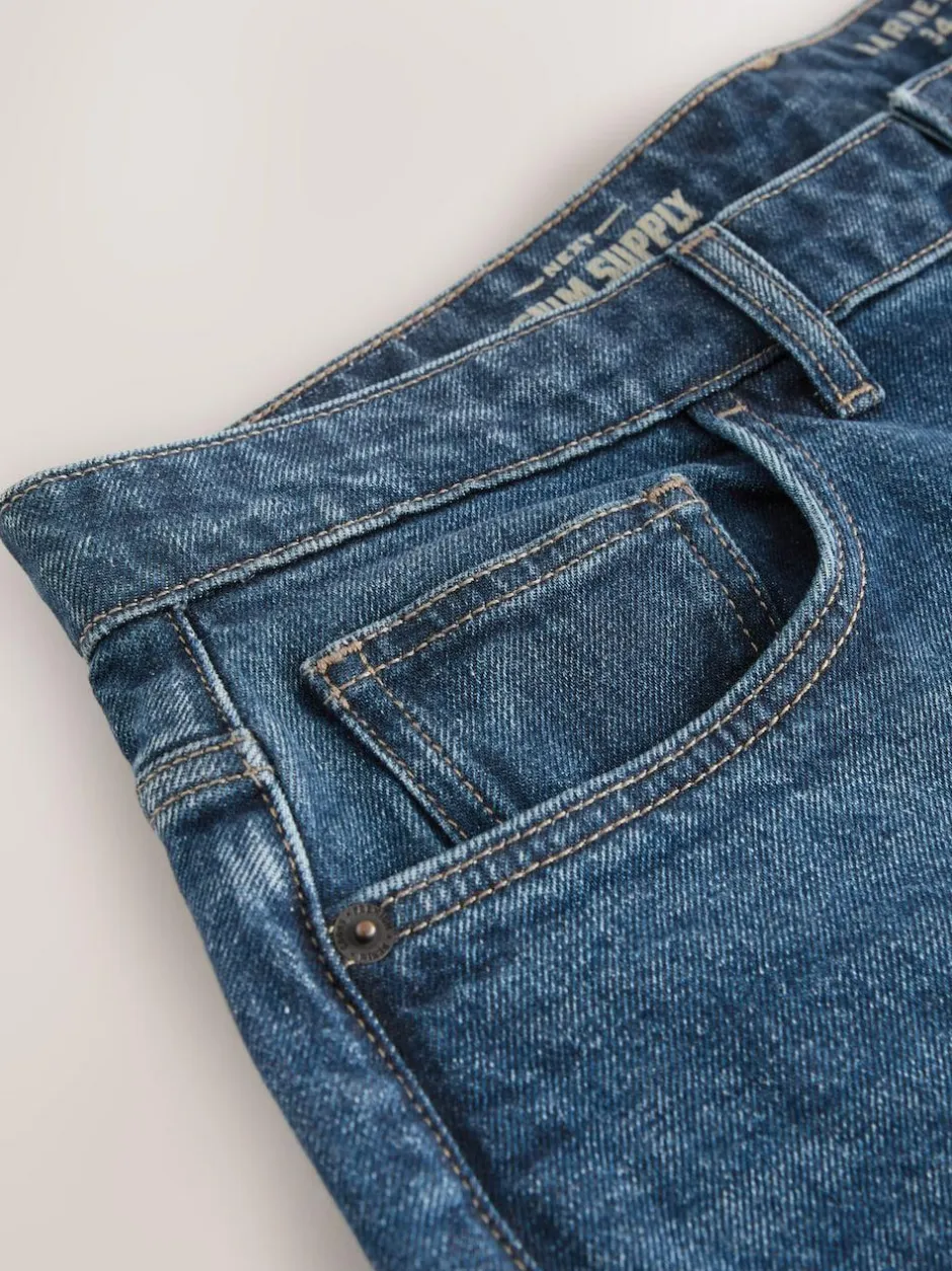 Next Barrel Fit Vintage Wash Denim Jeans Blue Classic Vintage New