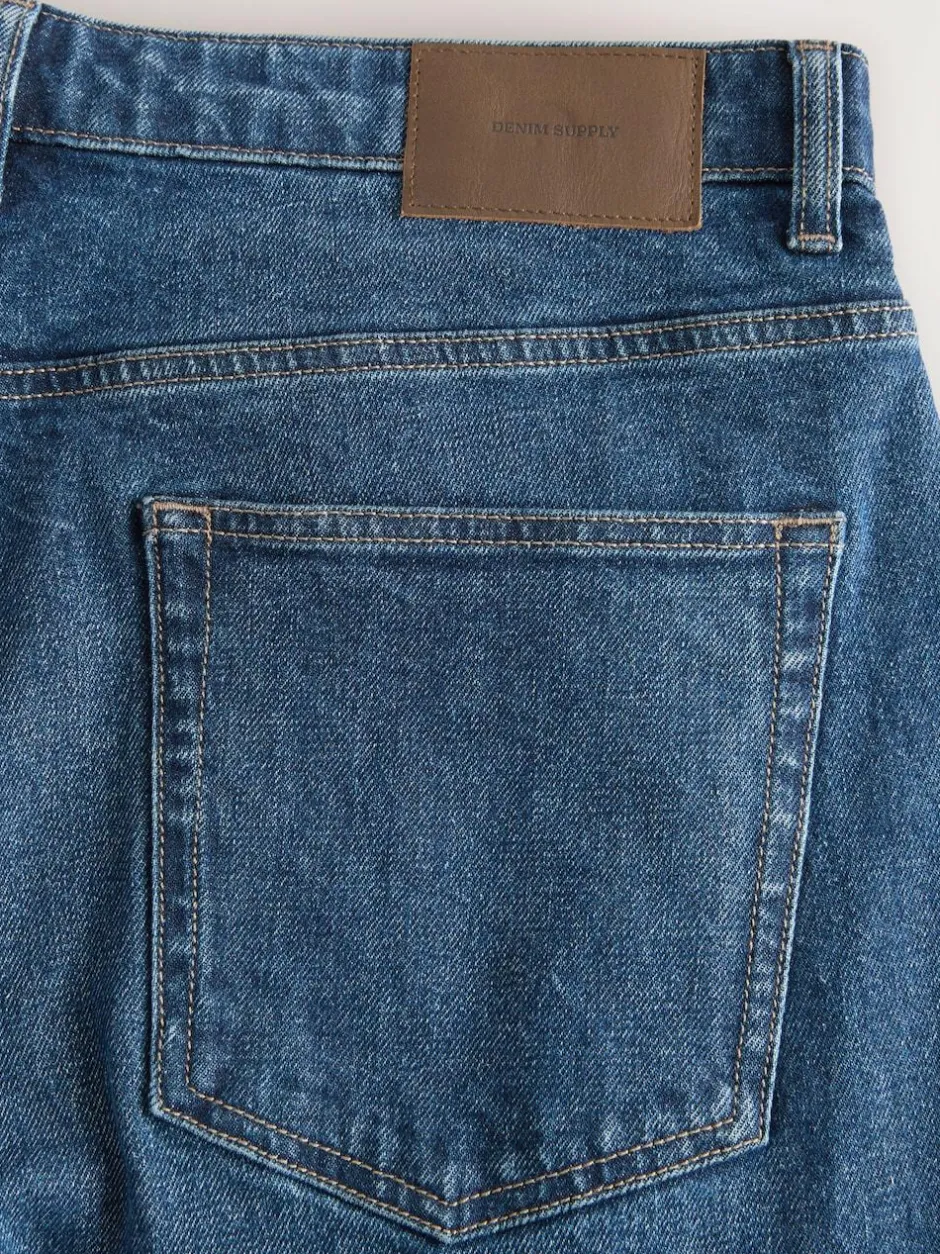 Next Barrel Fit Vintage Wash Denim Jeans Blue Classic Vintage New