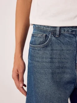 Next Barrel Fit Vintage Wash Denim Jeans Blue Classic Vintage New