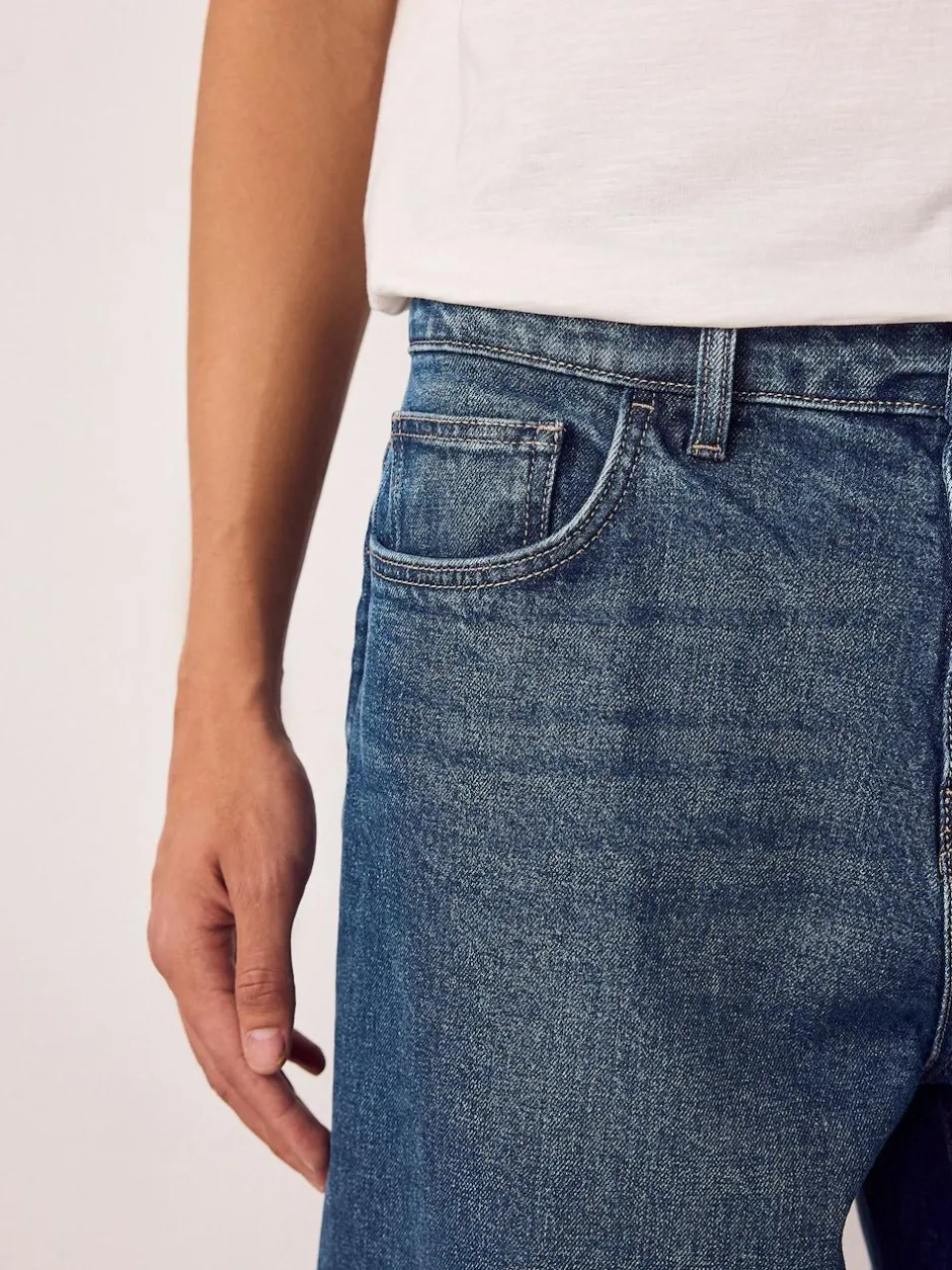 Next Barrel Fit Vintage Wash Denim Jeans Blue Classic Vintage New