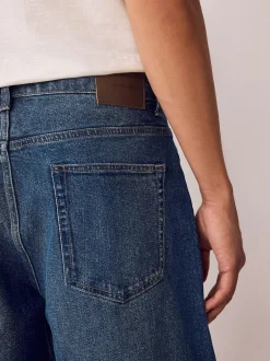 Next Barrel Fit Vintage Wash Denim Jeans Blue Classic Vintage New